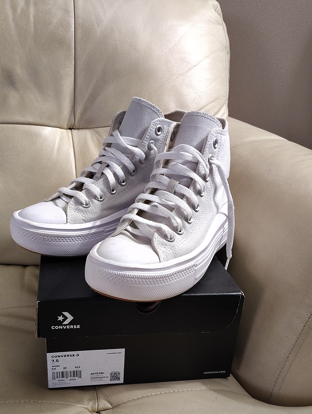 Converse Chuck Taylor Allstar Fossilized White Move High-Top Platform Sneakers